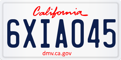 CA license plate 6XIA045