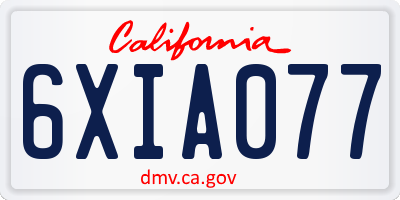 CA license plate 6XIA077
