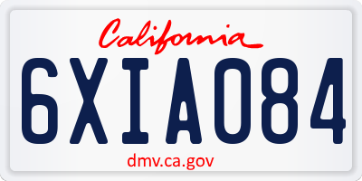 CA license plate 6XIA084