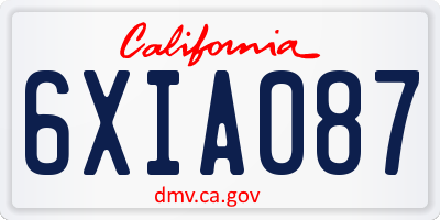 CA license plate 6XIA087