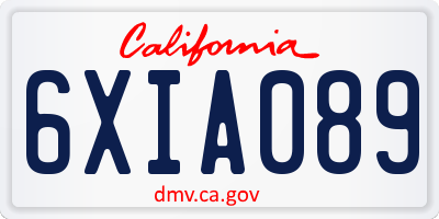 CA license plate 6XIA089