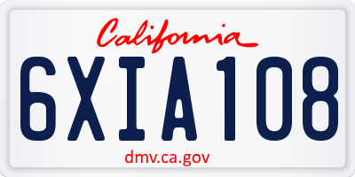 CA license plate 6XIA108
