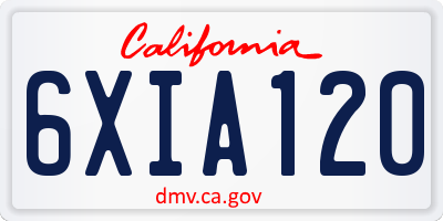 CA license plate 6XIA120