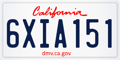 CA license plate 6XIA151