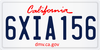 CA license plate 6XIA156