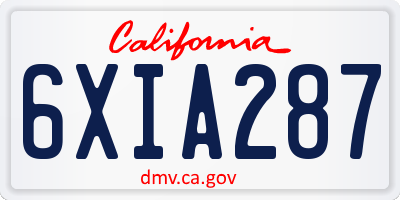 CA license plate 6XIA287