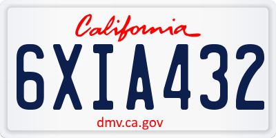 CA license plate 6XIA432
