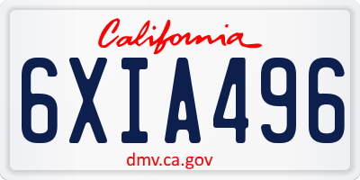 CA license plate 6XIA496