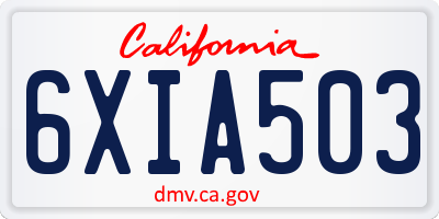 CA license plate 6XIA503