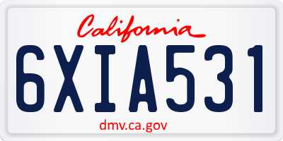 CA license plate 6XIA531
