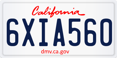 CA license plate 6XIA560