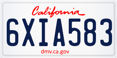 CA license plate 6XIA583