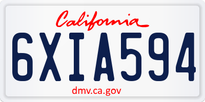 CA license plate 6XIA594