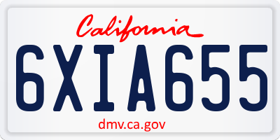 CA license plate 6XIA655