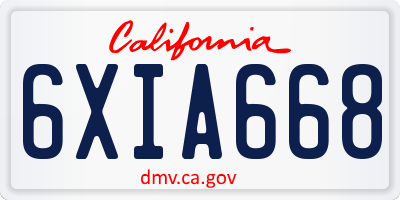 CA license plate 6XIA668