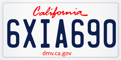 CA license plate 6XIA690