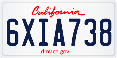CA license plate 6XIA738