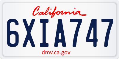 CA license plate 6XIA747