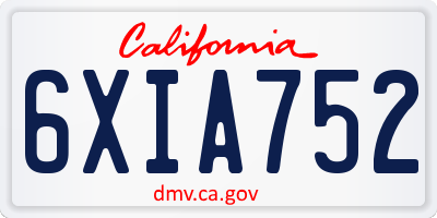 CA license plate 6XIA752