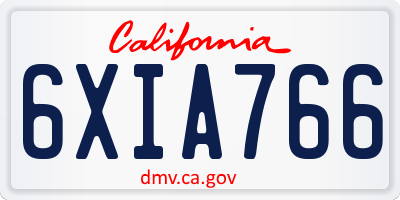 CA license plate 6XIA766