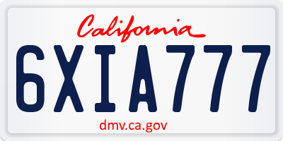 CA license plate 6XIA777