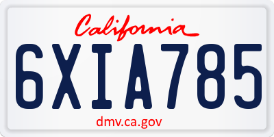 CA license plate 6XIA785