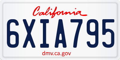CA license plate 6XIA795