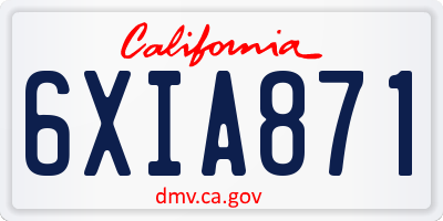 CA license plate 6XIA871