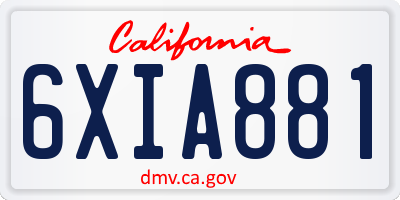 CA license plate 6XIA881