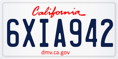 CA license plate 6XIA942