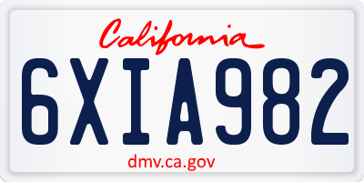 CA license plate 6XIA982