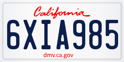 CA license plate 6XIA985