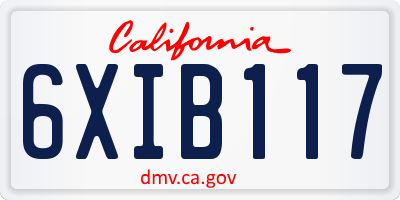 CA license plate 6XIB117