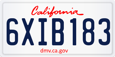 CA license plate 6XIB183