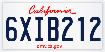 CA license plate 6XIB212