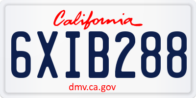CA license plate 6XIB288