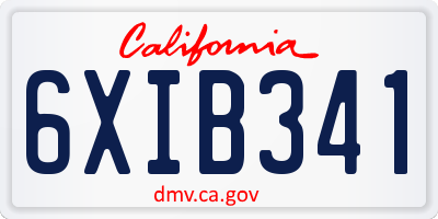 CA license plate 6XIB341