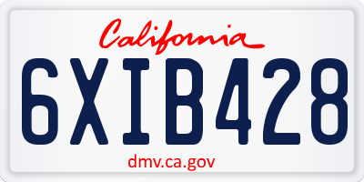 CA license plate 6XIB428