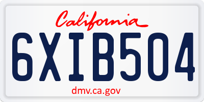 CA license plate 6XIB504