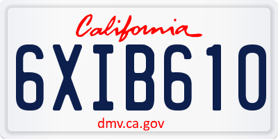 CA license plate 6XIB610