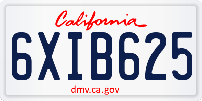 CA license plate 6XIB625