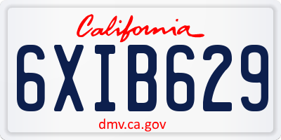 CA license plate 6XIB629