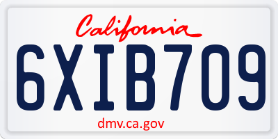 CA license plate 6XIB709