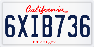 CA license plate 6XIB736