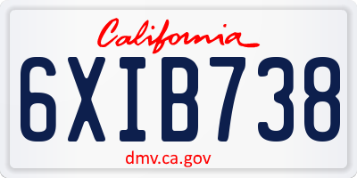 CA license plate 6XIB738
