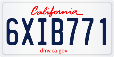 CA license plate 6XIB771