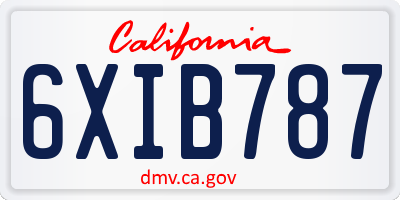 CA license plate 6XIB787