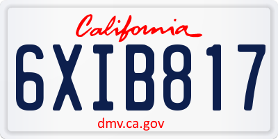 CA license plate 6XIB817
