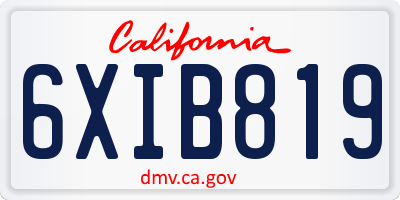 CA license plate 6XIB819