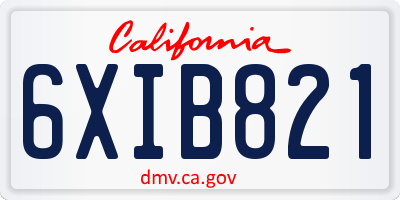 CA license plate 6XIB821